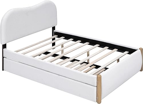 Miniatura 4 de SOFTSEA Base de cama tapizada con cajón, cabecera de lino alto, tamaño matrimonial (79.1 pulgadas de largo x 58.1 pulgadas de ancho x 47.2 pulgadas