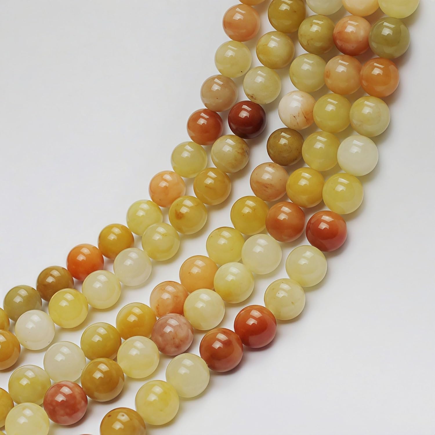 MJDCB Natural Stone Beads 8mm 43pcs Round Mixed Color Yellow Jade Loose Gemstone Bead Charms for Jewelry Making Bracelet Necklace Earring Pendant - Image 7