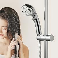 OFFO Zuhanyfej Tartó 19-25 mm Állítható Átmérő Csúszó Bilincs Zuhanyrudakhoz 360° Forgatható Króm Fürdőszoba 7