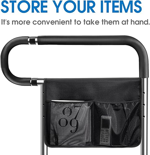 Miniatura 6 de Rieles de cama para adultos mayores, riel de asistencia de cama de acero inoxidable con barandillas laterales ajustables para personas mayores,