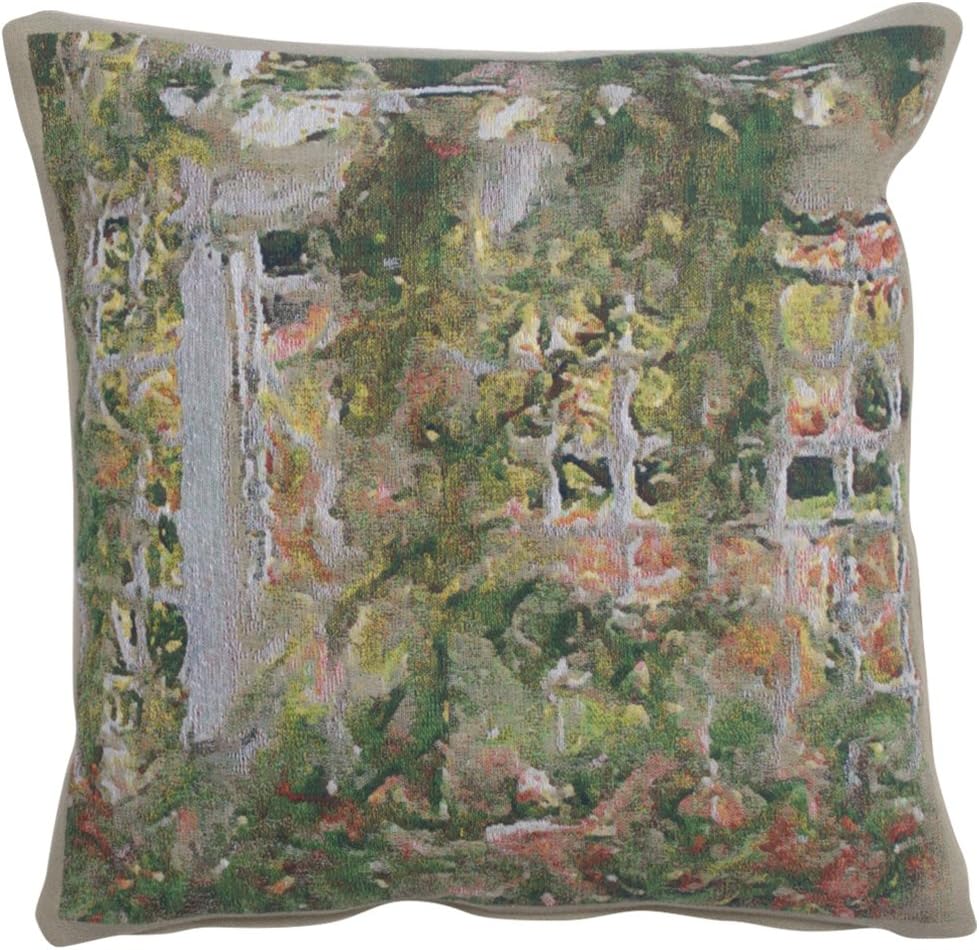 C Charlotte Home Furnishings Inc Jardin Tree Square Throw Pillow Cover - 17 X 17 Decorative Boho Cushion Case for European Cotton Room Decor Jacquard Belgian Woven Cushion for Living Room
