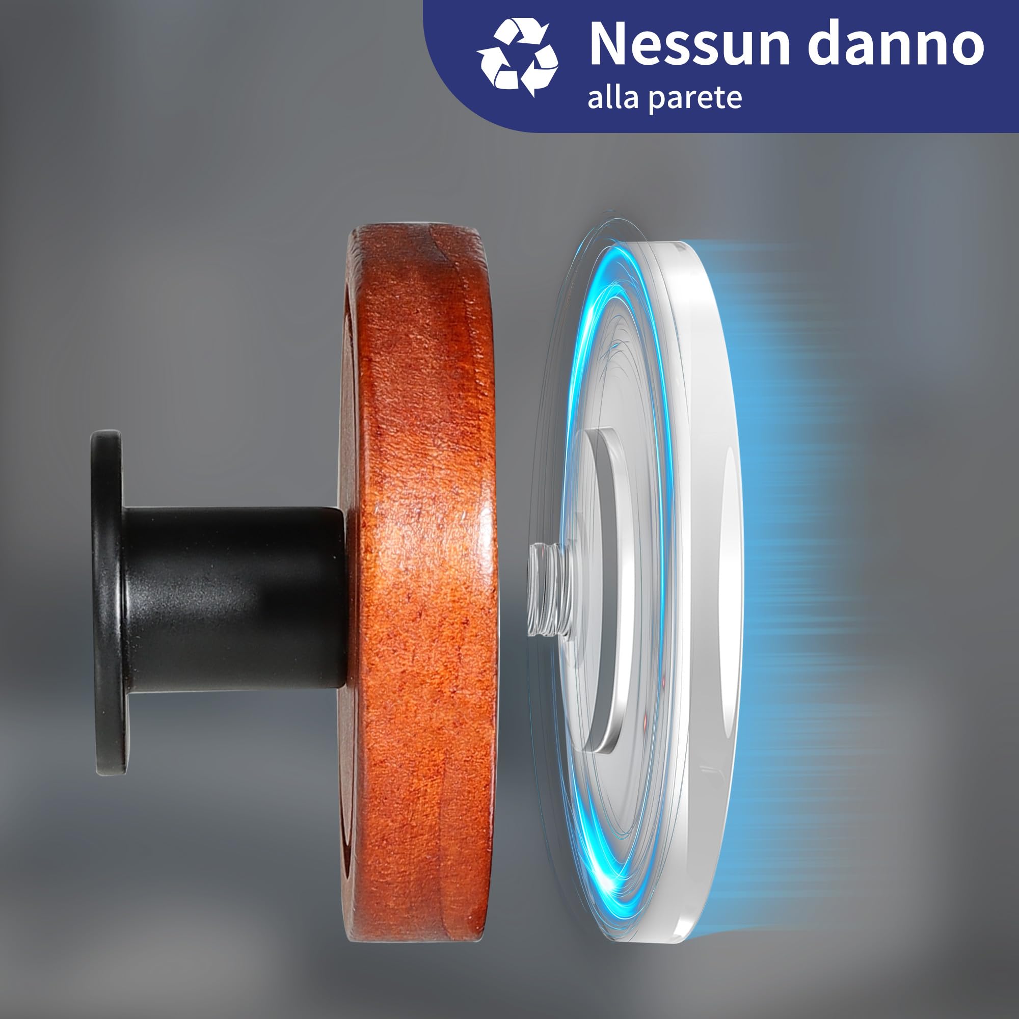 ZUNTO 4 Pezzi Ganci Ventosa Portasciugamani in Legno Gancio Appendiabiti da Parete per Bagno e Cucina