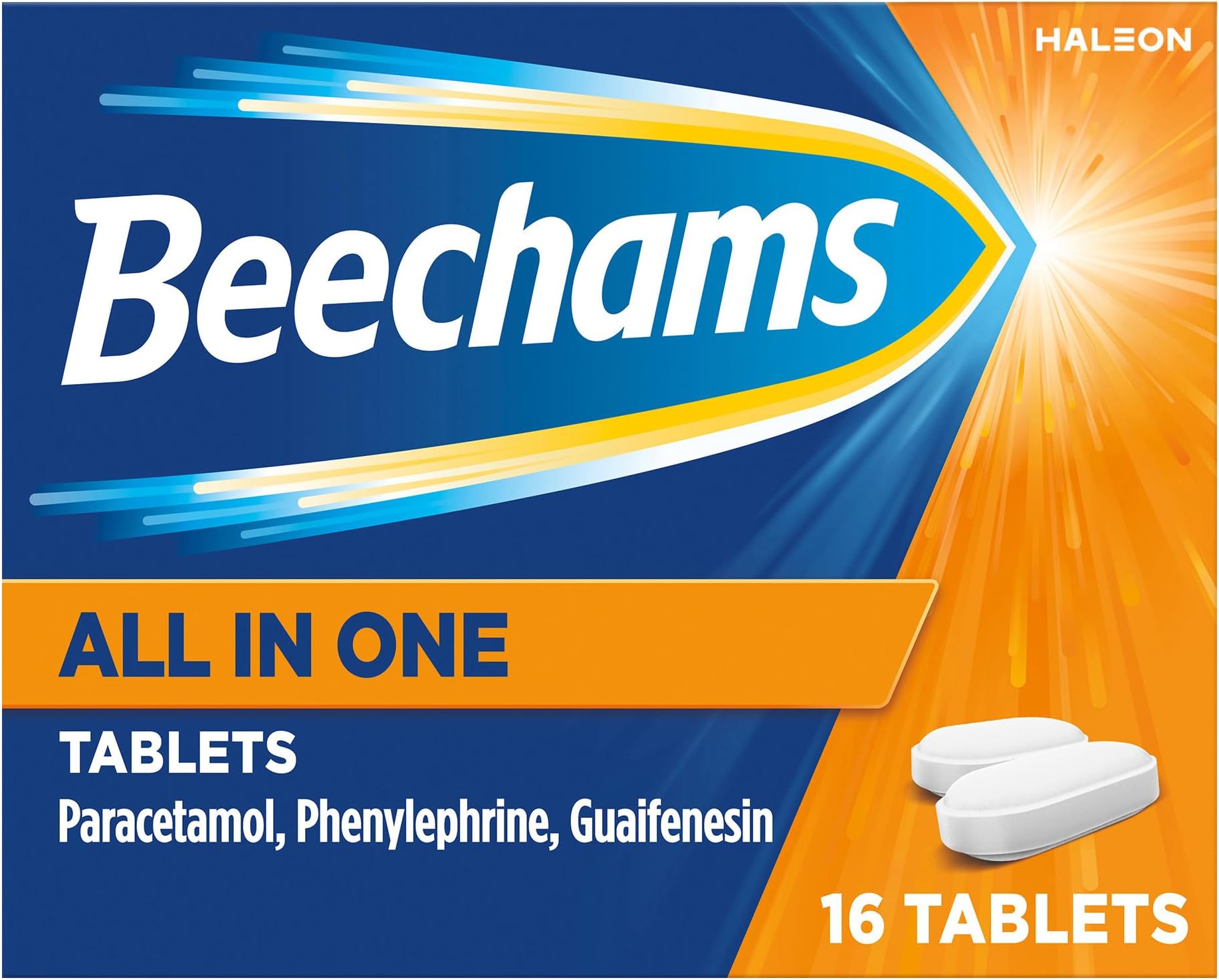 Beechams All in One Tablets, Cold & Flu Relief Medicine for adults, with Paracetamol, 16s