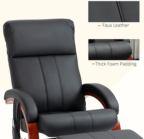 Miniatura 7 de HOMCOM Silla reclinable con otomana, reclinable eléctrico de piel sintética con 10 puntos de vibración y 5 modos de masaje, silla reclinable con