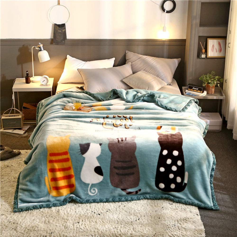 Couverture Sherpa chats mignons : plaid doux pour pause déjeuner au bureau 150x200cm