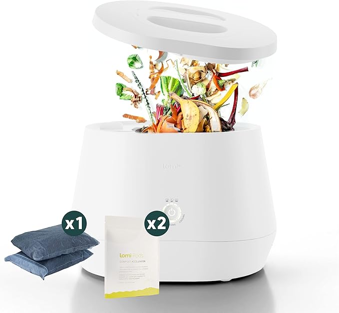 Lomi Bundle Smart Waste Kitchen Composter + 90 Cycles of Lomipods Turn Waste to Compost with