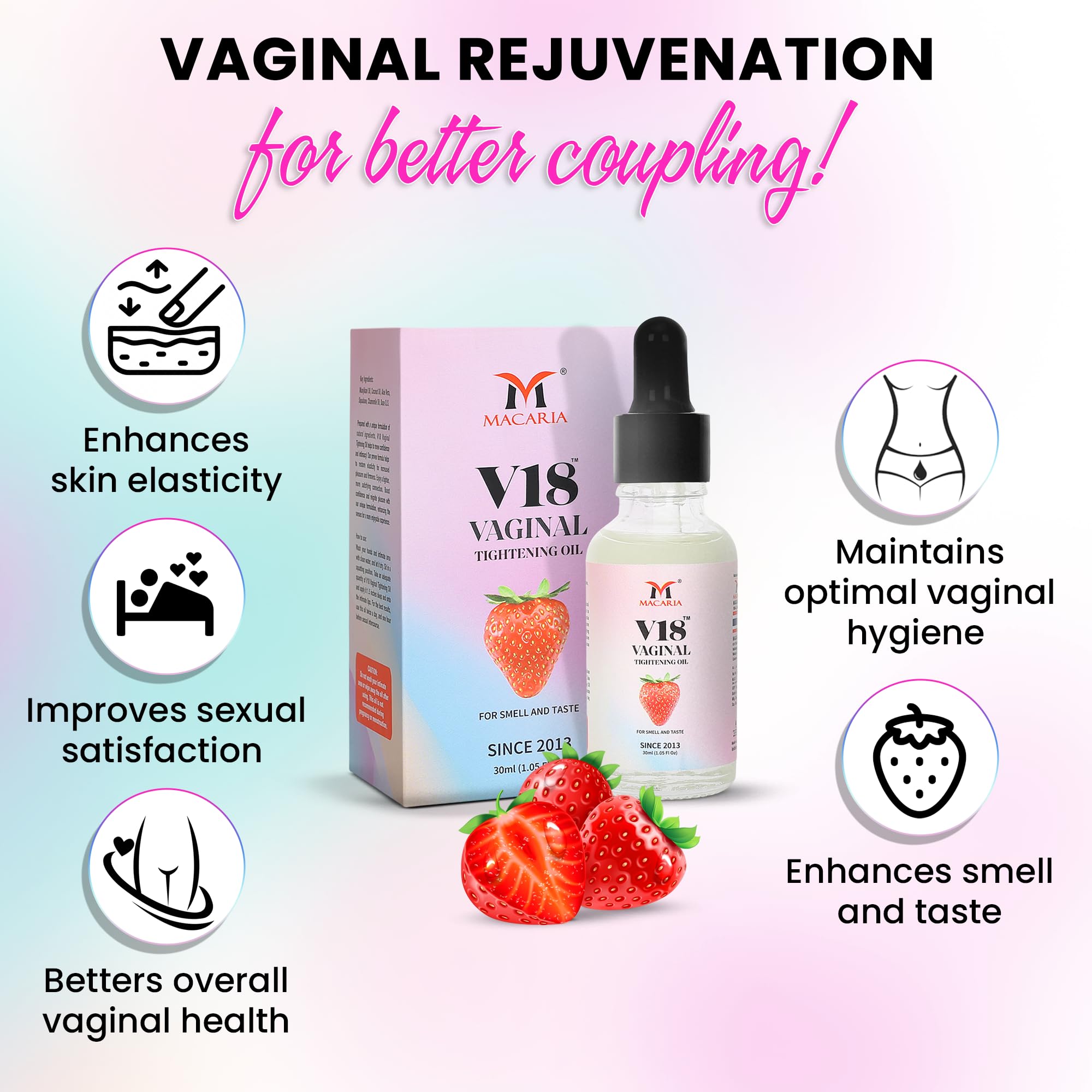 Amazon.com: Aceite vaginal V18 para olfato y gusto, aceite de apriete Yoni  para zonas ntimas sensibles, aceite de tensin Coochie para vaginas  estrechas y estrechas, para albaricoque vaginal con sabor a fresa,