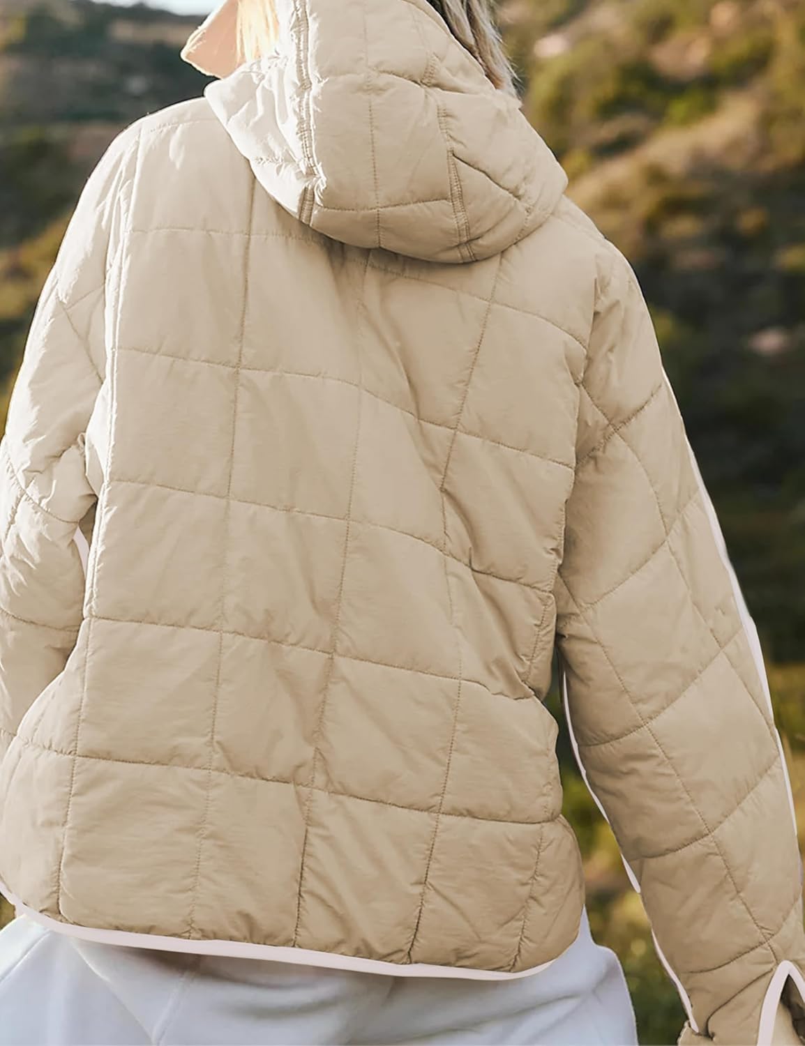 Wanzetaly Womens Quilted Pullover Puffer Jacket Oversized Lightweight Hooded Padded Coat Tops with Pocket - Image 4