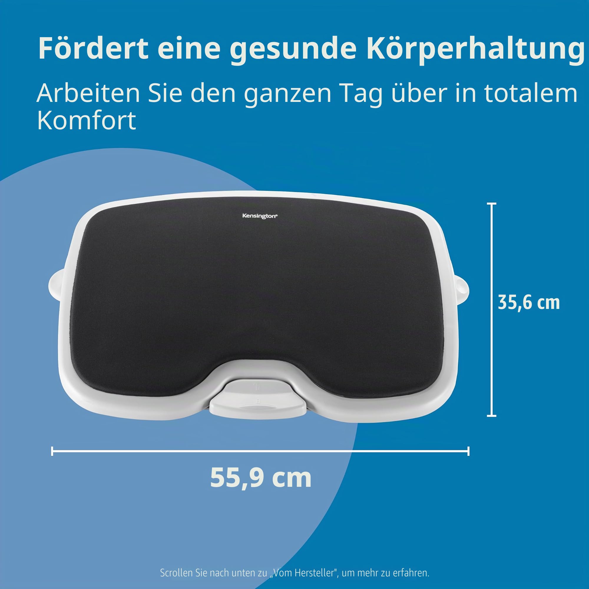 Kensington Smartfit K56144USF Fußstütze für unter dem Schreibtisch, Komfort-Memory-Schaum, winkel- und höhenverstellbare Fußstütze, rutschfester Fußhocker für unter dem Schreibtisch, Weiß/Schwarz