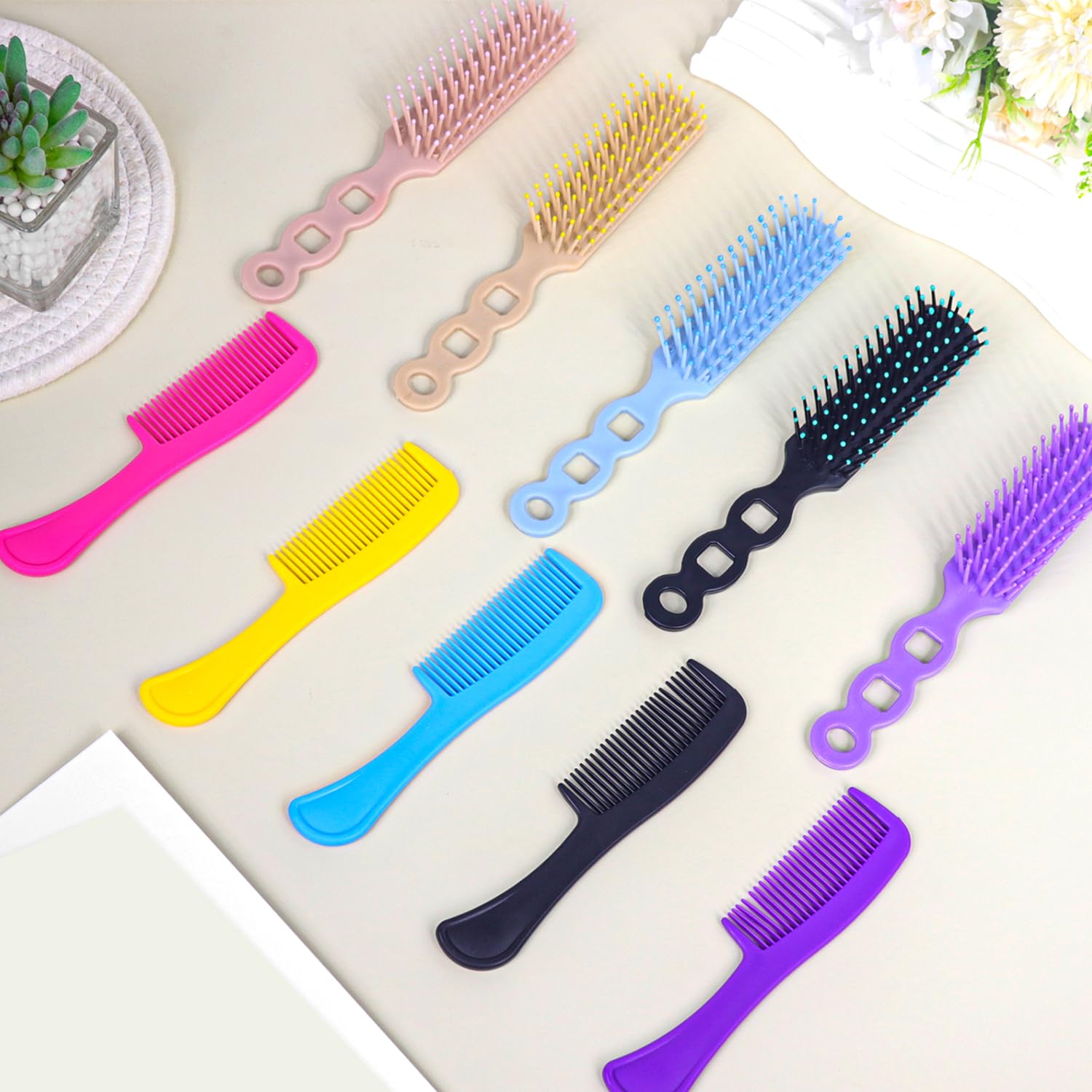 Juego de 100 cepillos y peines a granel para personas sin hogar envueltos individualmente, cepillo de peine a granel para mujeres y niños, hotel, caridad para personas sin hogar (color