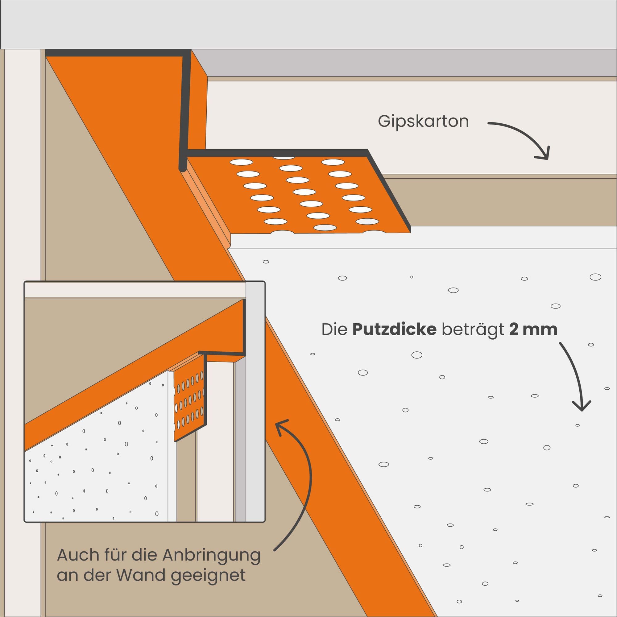 PROTEKTOR 50x Schattenfugenprofil 305cm, weiß – Abschlussprofil 37824 mit 12mm Schattenfuge für Gipskarton im Trockenbau aus Hart-PVC