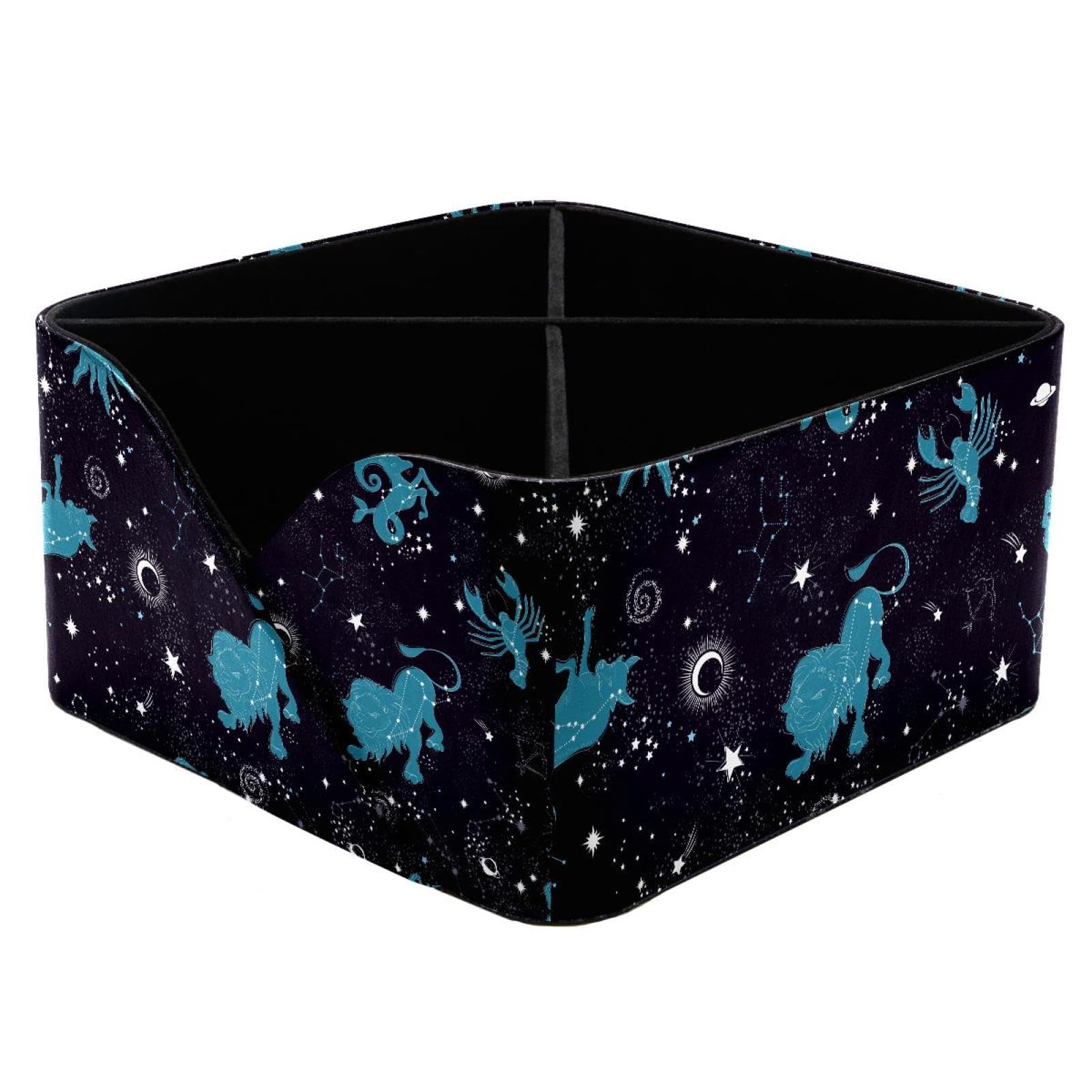 KengjuTesu Space Galaxy Constellation Zodiac Star Pattern Desktop Organizer Pen Holder, Rectangular Pencil Cup for Office, Study and Makeup Stations
