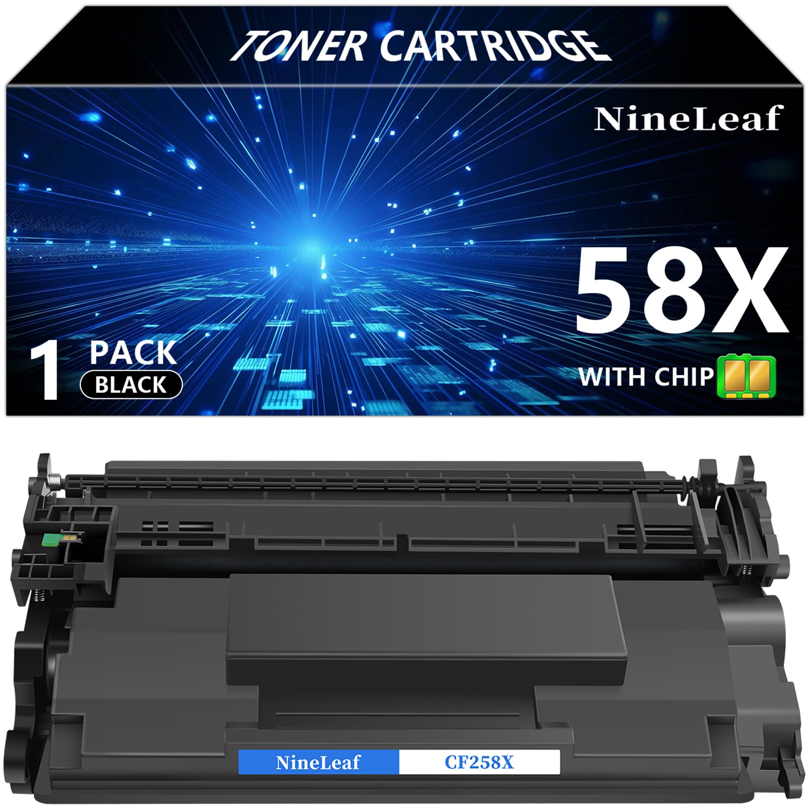 NineLeaf 1 Pack 58X [with Chip] Compatible Black Toner Cartridge Replacement for HP 58X CF258X 58A CF258A to use for Laser Jet MFP M428fdw M428dw