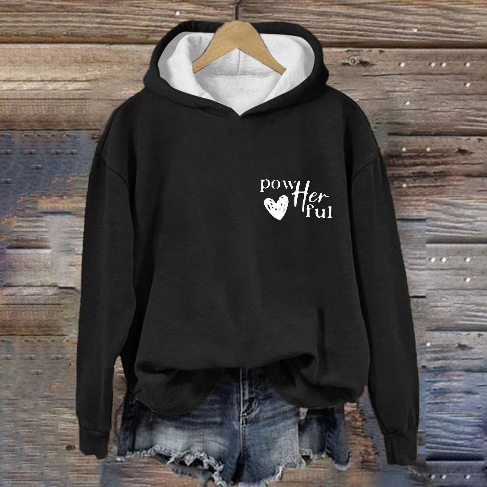 Sweat à Capuche Femme Casual Hoodie Legere Sweat-Shirt Col en V Outerwear Rétro Streetwear Classique aux Couleurs Assorties Veste à Manches Longues Haut Couleur Unie Quotidien Automne Vêtements