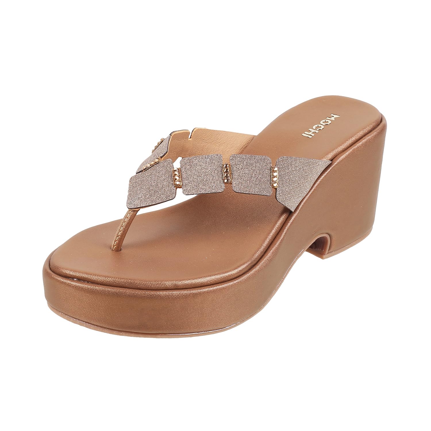 Mochi Women Antique Gold Synthetic Heels Slip On Fashion Sandals UK/8 EU/41 (34-218) (B0D6N5PHRQ) Amazon Price History, Amazon Price Tracker