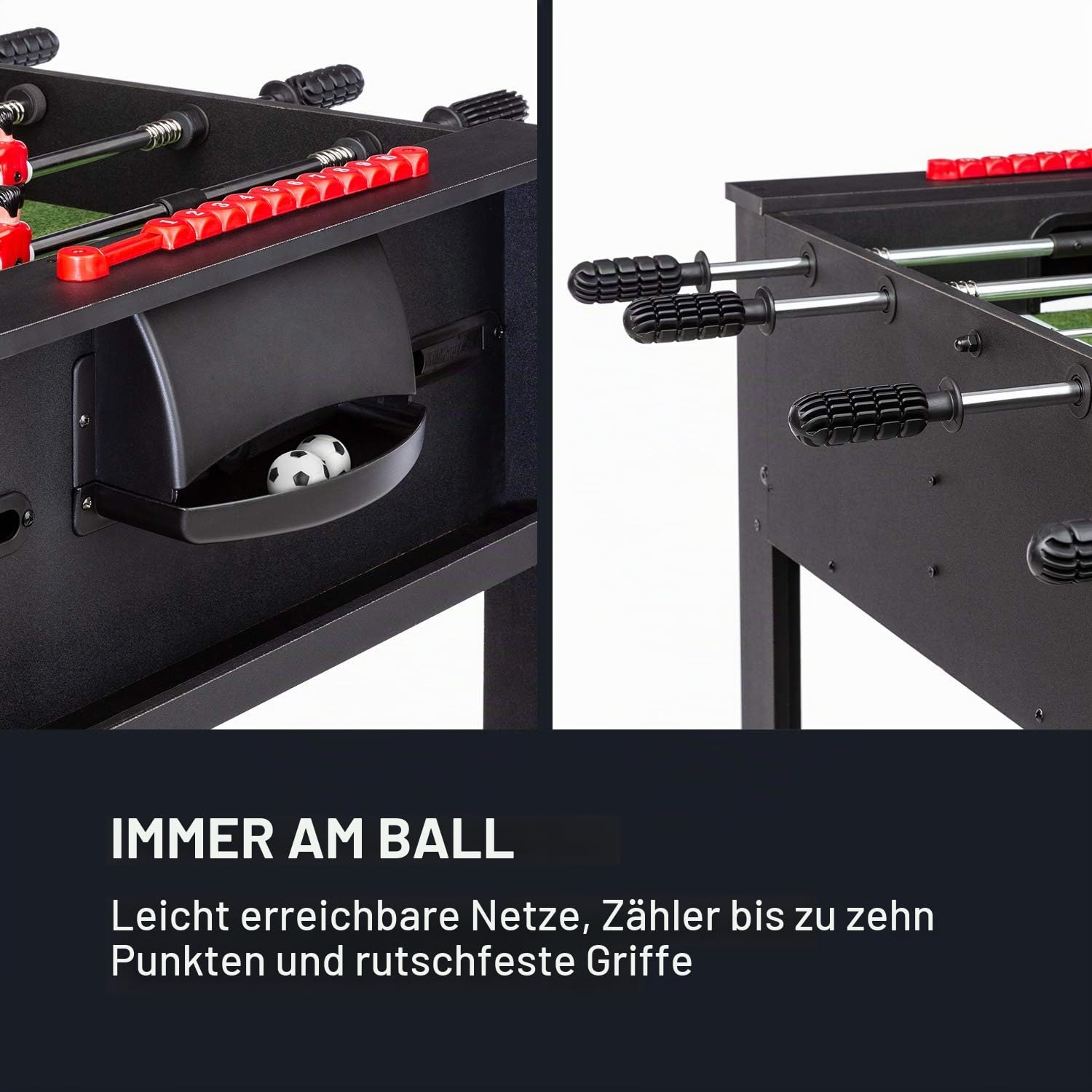 Klarfit Spin 2-in-1 Multifunktionstisch, Billardtisch 105 x 58 cm/grüne Bespannung, Tischkicker inklusive Spielzubehör, Spin-Funktion: drehbarer Tischl