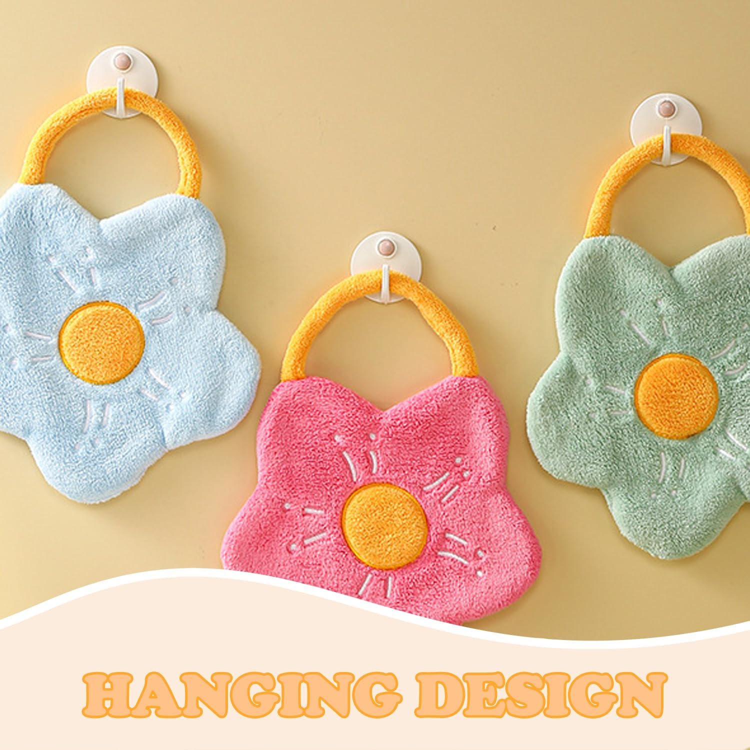 Cute Flowers Kitchen Towels Decorative Set of 4, Absorbent Kitchen Towels Dish Towel for Home Bathroom Gym Hotel Holiday Décor