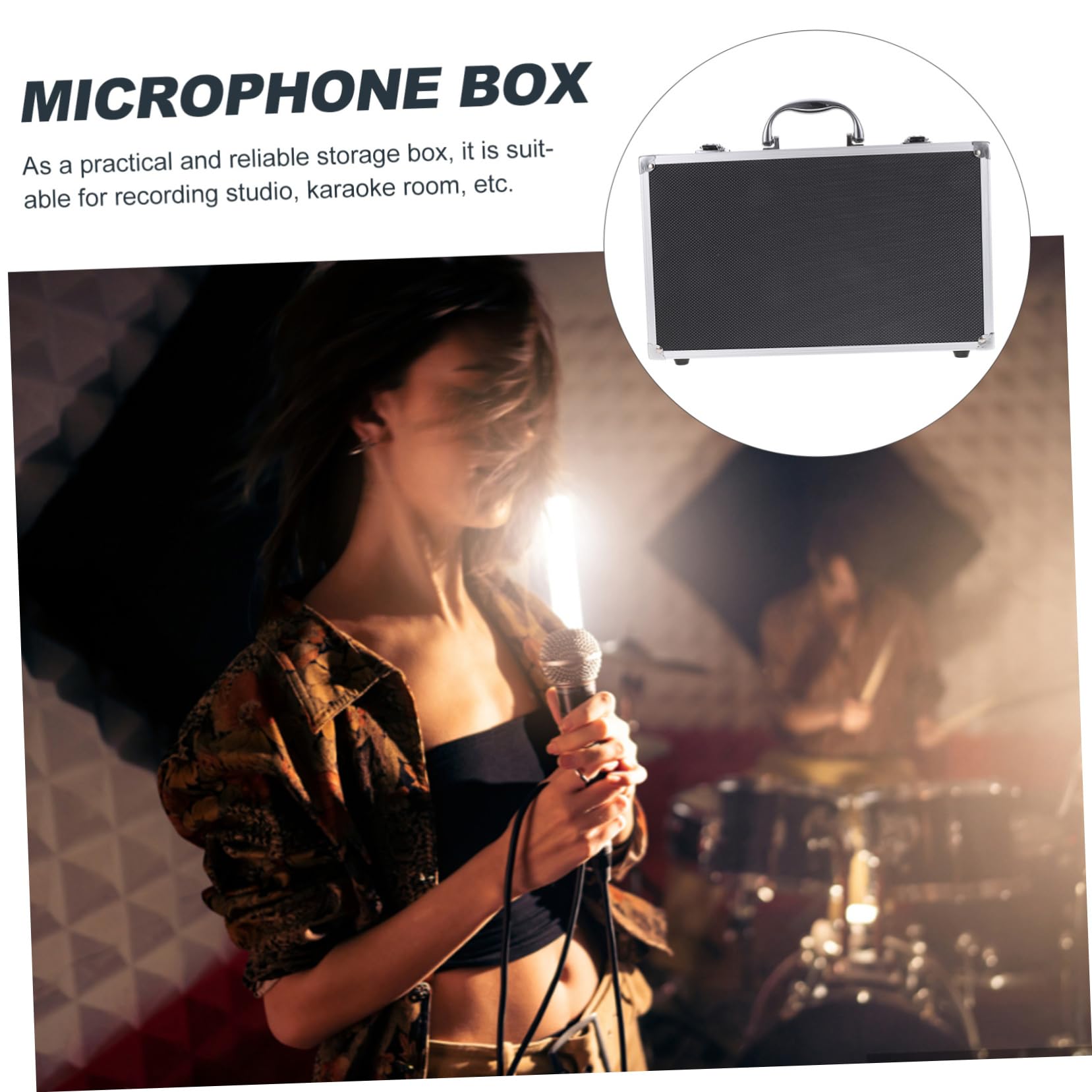Valigia Portamicrofono Wireless in Lega di Alluminio Leggera Struttura Multi-slot e Protezione per 2 Microfoni, per Karaoke e Registrazioni