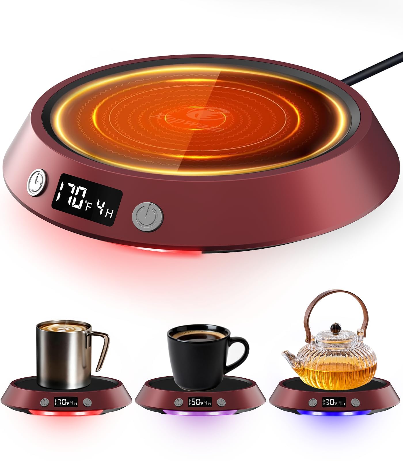 Kepwam Mug Warmer for Desk, Coffee Warmer with 3 Temp Settings &amp; 2-9H Timer