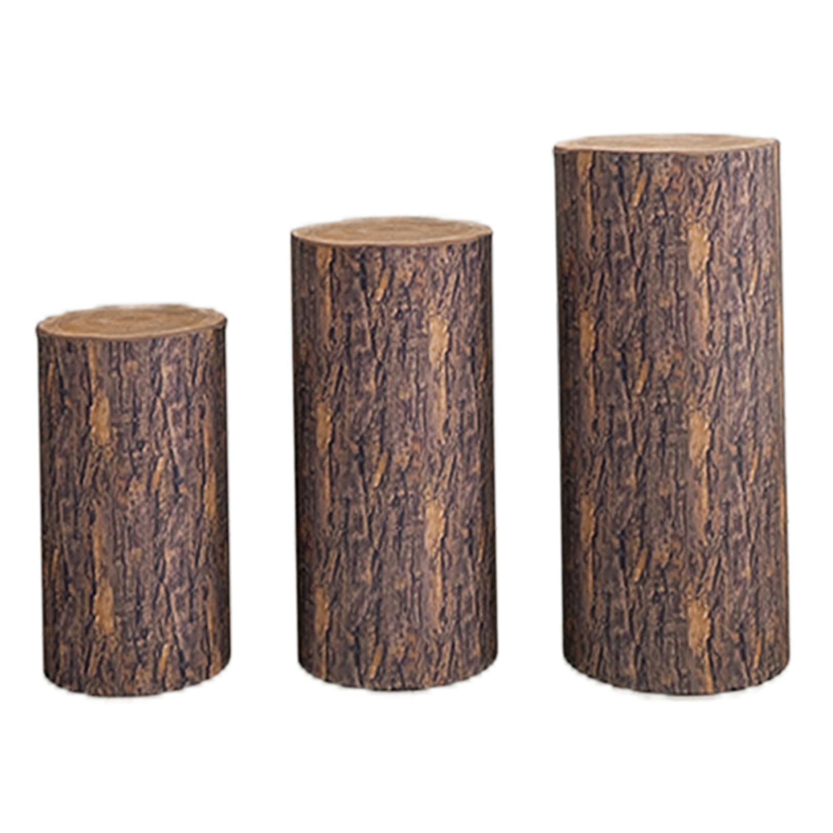 Couvre-cylindres texture bois pour déco de fête - Lot de 3 tailles