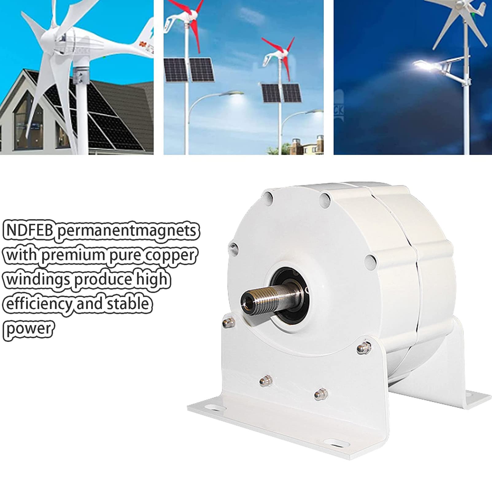 Generator z Magnesami Trwałymi 12V 24V 48V Dynamo 3-fazowy Bezprzekładniowy Generator Elektryczny Darmowa Energia AC Alternator Zastosowanie do Wodnej Turbiny Wiatrowej,48V-800W
