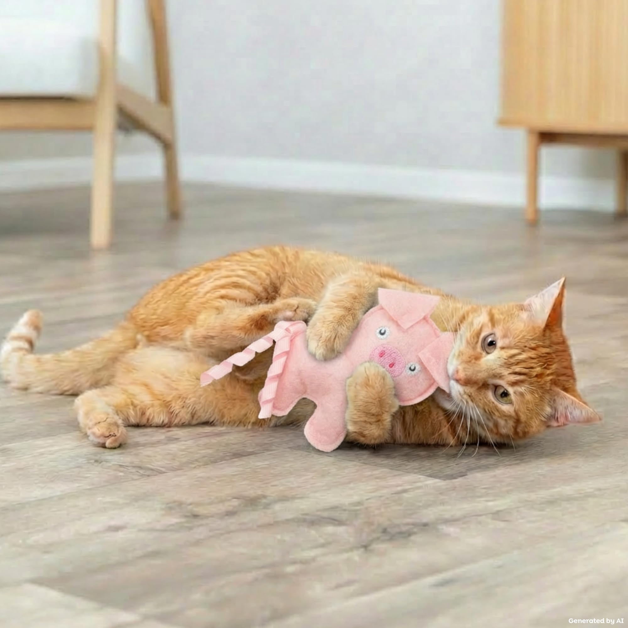TRIXIE Animali della fattoria in feltro per gatti con erba gatta – 1 pz | Morbidi, con design assortiti – Stimolano curiosità e benessere del gatto d'appartamento, gioco vario e duraturo