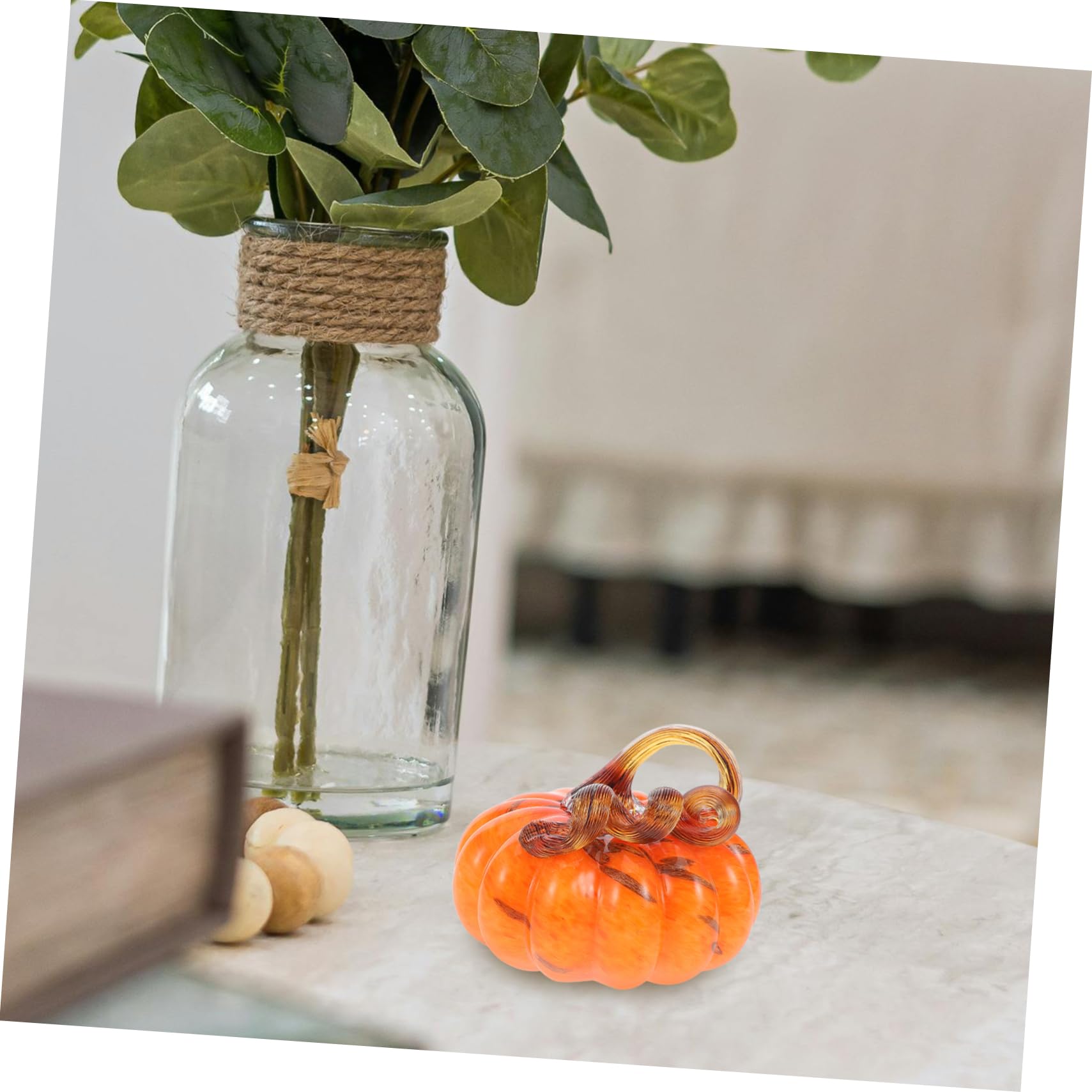 IMIKEYA Künstliches Halloween-kürbis- Mundgeblasene Kürbisstatue Aus Glas Miniatur-kürbisfigur für Den Herbsttisch Erntedankfest und Halloween-partyzubehör