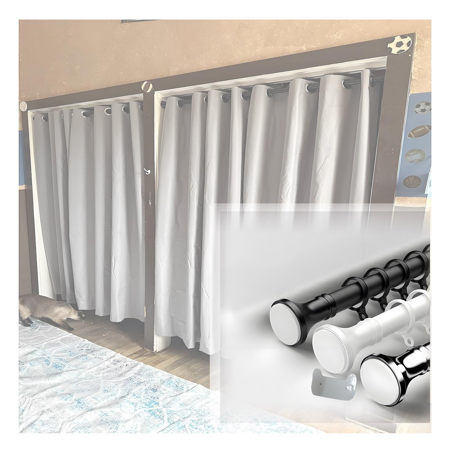 Barra de cortina de ducha ajustable para baño, barra de tensión telescópica sin taladro, barra de cortina telescópica plateada INOX con bandeja para tarjetas extensible 360450 cm, fácil instalación