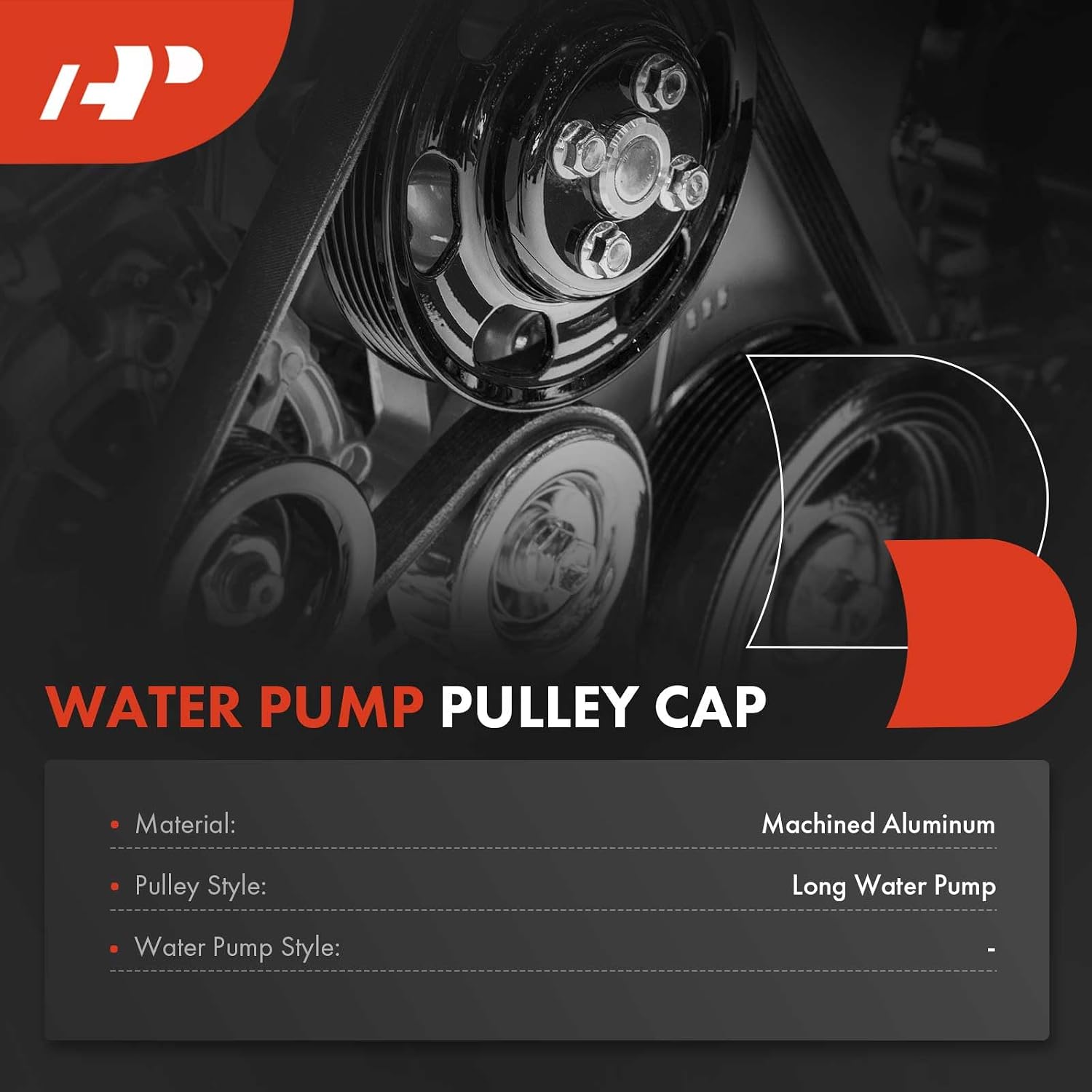 A-Premium Water Pump Nose Cone Pulley Cover with Machined Aluminum Compatible with 1969-1985 Chevrolet Small Block - V8 262, 265, 267, 283, 302, 305, 307, 327, 350, 400