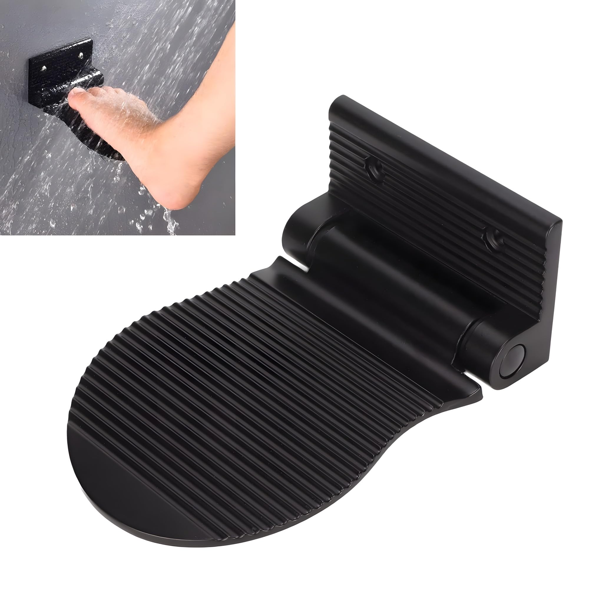 AQUAKART Shower Foot Rest, Shaving Pedestal Foldable Design Aluminium Alloy Screw Installation Shower Leg Shaving Shelf Bathroom Pedal for Shaving Legs Shower Tool-image-32