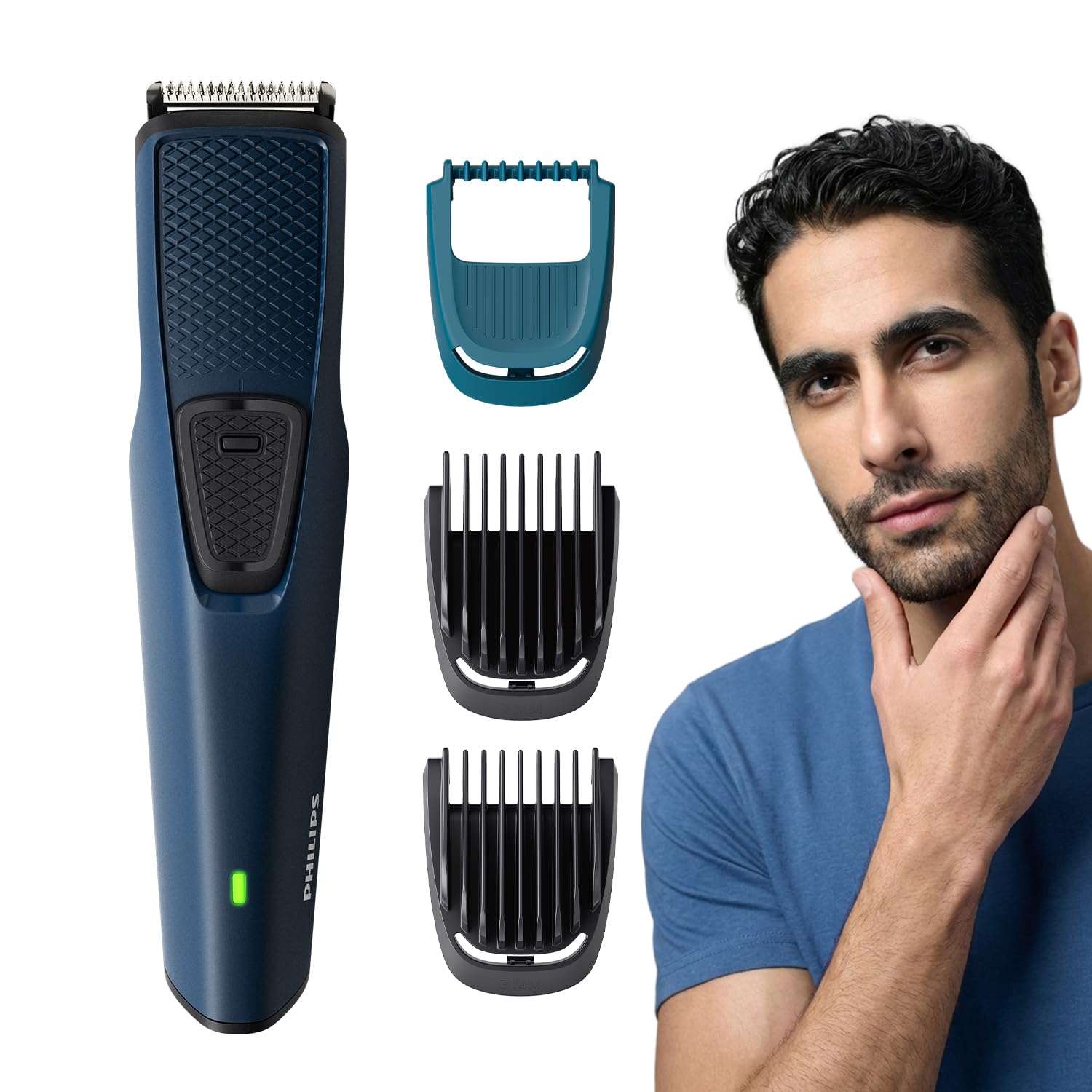 Philips Battery Powered SkinProtect Beard Trimmer for Men - Lasts 4x Longer
