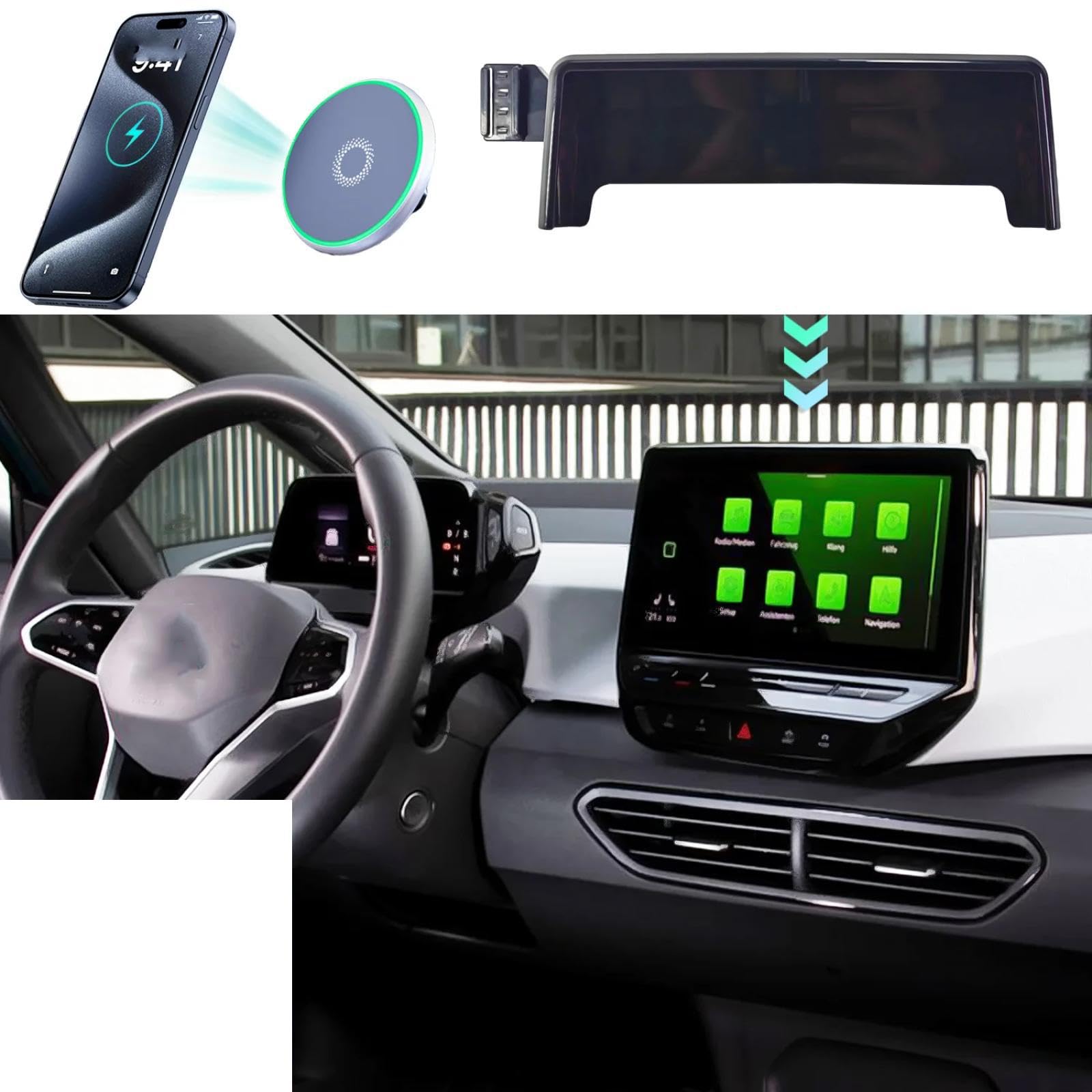 Soporte Móvil Coche para VW ID3 2020-2023, Soporte para teléfono móvil de Coche con Clip para Rejilla de ventilación del Aire Acondicionado LHD