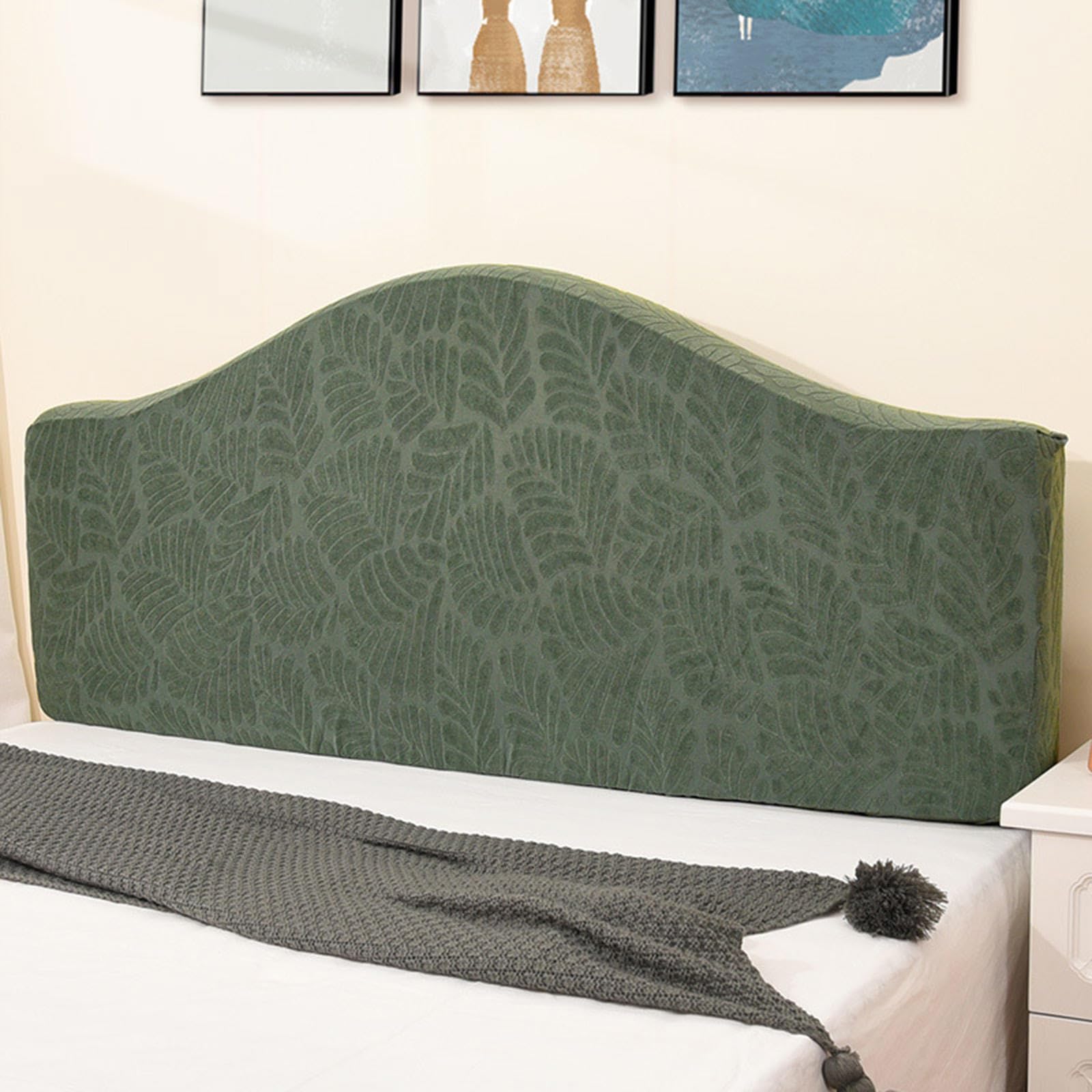 Ljqaizyl Greena A-160Cm-180Cm All-Inclusive Curved Universal Bed Board Slip Cover, Grey Backrest Protector, Dust Cover For Single/King/Double Bed, Wood Leather Style