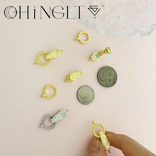 Miniatura 4 de OHINGLT Cierres y cierres magnéticos plegables de latón chapado en oro y plata de 18 quilates con convertidor de imán de bucle para hacer joyas y