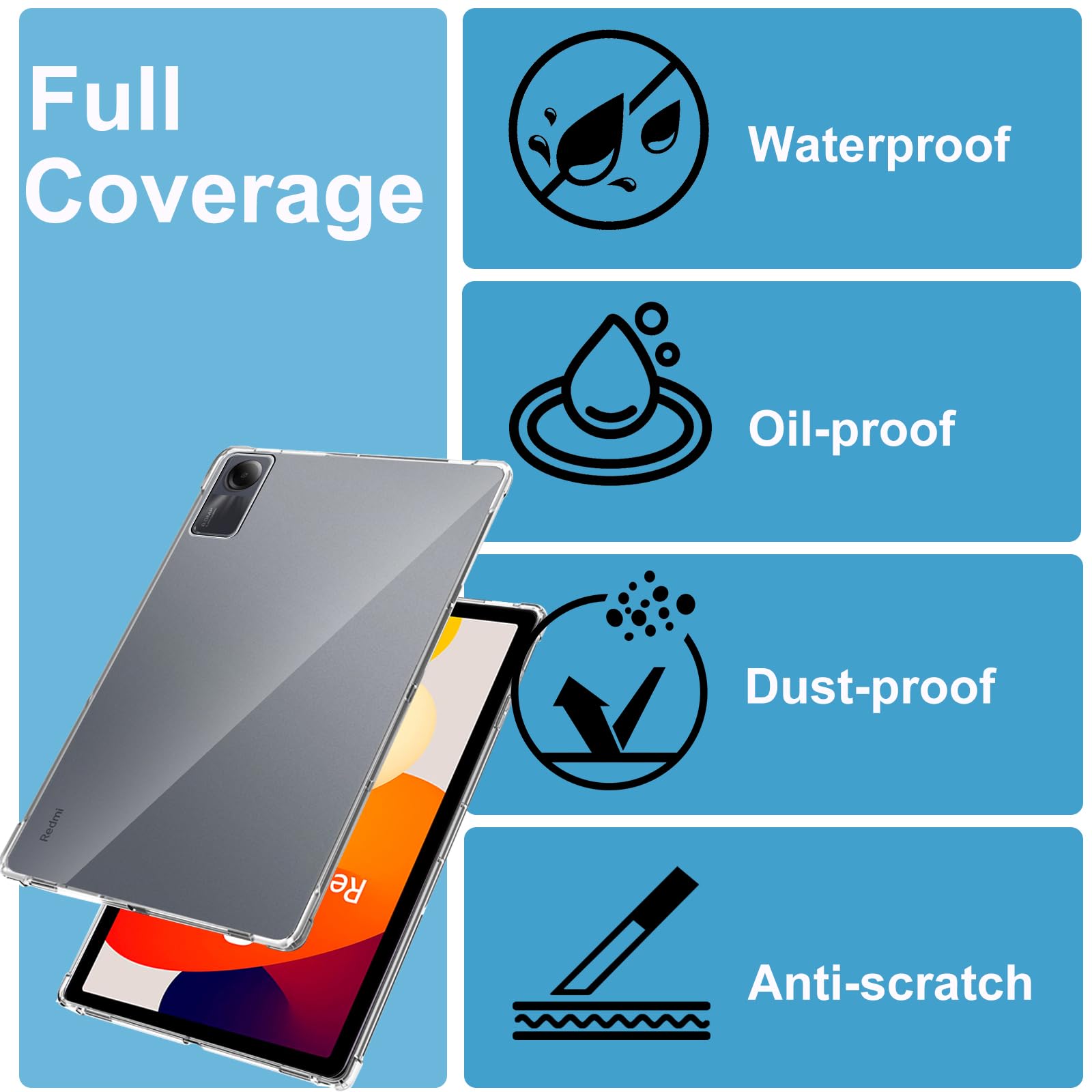 KZIOACSH Clear Case For Xiaomi Redmi Pad SE, [Corner Protection] Flexible Ultra Slim TPU Protective Shell Lightweight Shockproof Rugged Bumper Cover Transparent Proective Clear Case For Redmi Pad SE - View #11