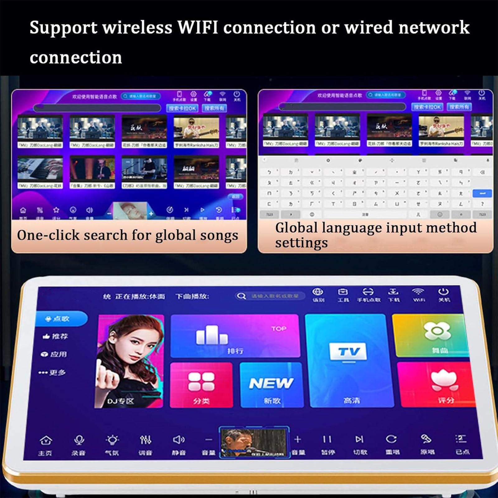 Karaoke Professionale da 21,5 Pollici con 2 Microfoni Wireless, Schermo Touch Capacitivo 4k, Riverbero Dsp, WiFi, Download Cloud, App Youtube, Opzioni 3tb/4tb/6tb/8tb 8TB