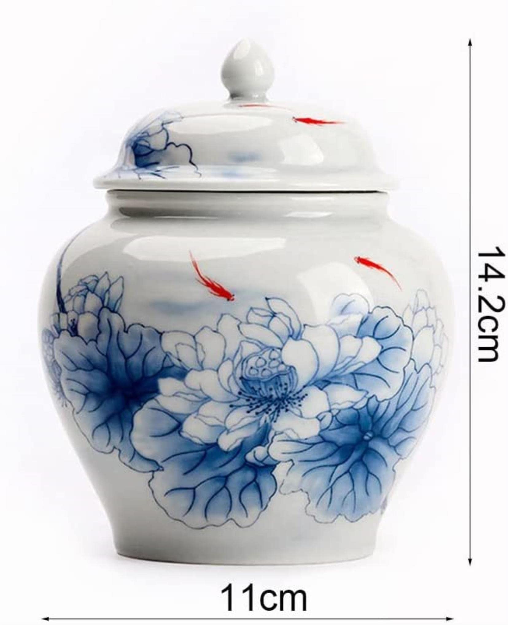 Herbata z cyny niebiesko-biały słoik z imbirem, słoik z kwiatami Chinoiserie do wystroju domu, słoik do przechowywania herbaty z hermetyczną pokrywką, herbata ceramiczna