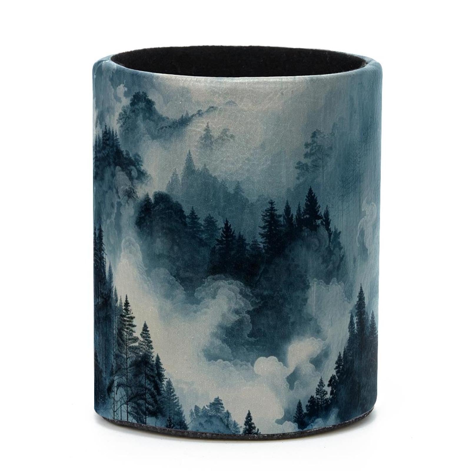 VAPOKF Round Pencil Holders for Desk, Cloud Pine Forest Pen Holders Pen Pot Makeup Brushes Storage Desktop Stationery Supplies Organiser for Home Office