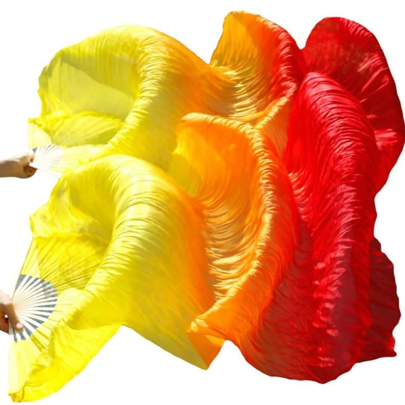 Ventilador de bambú de seda para danza del vientre 1,5 Metros Hecho a Mano (Rojo)