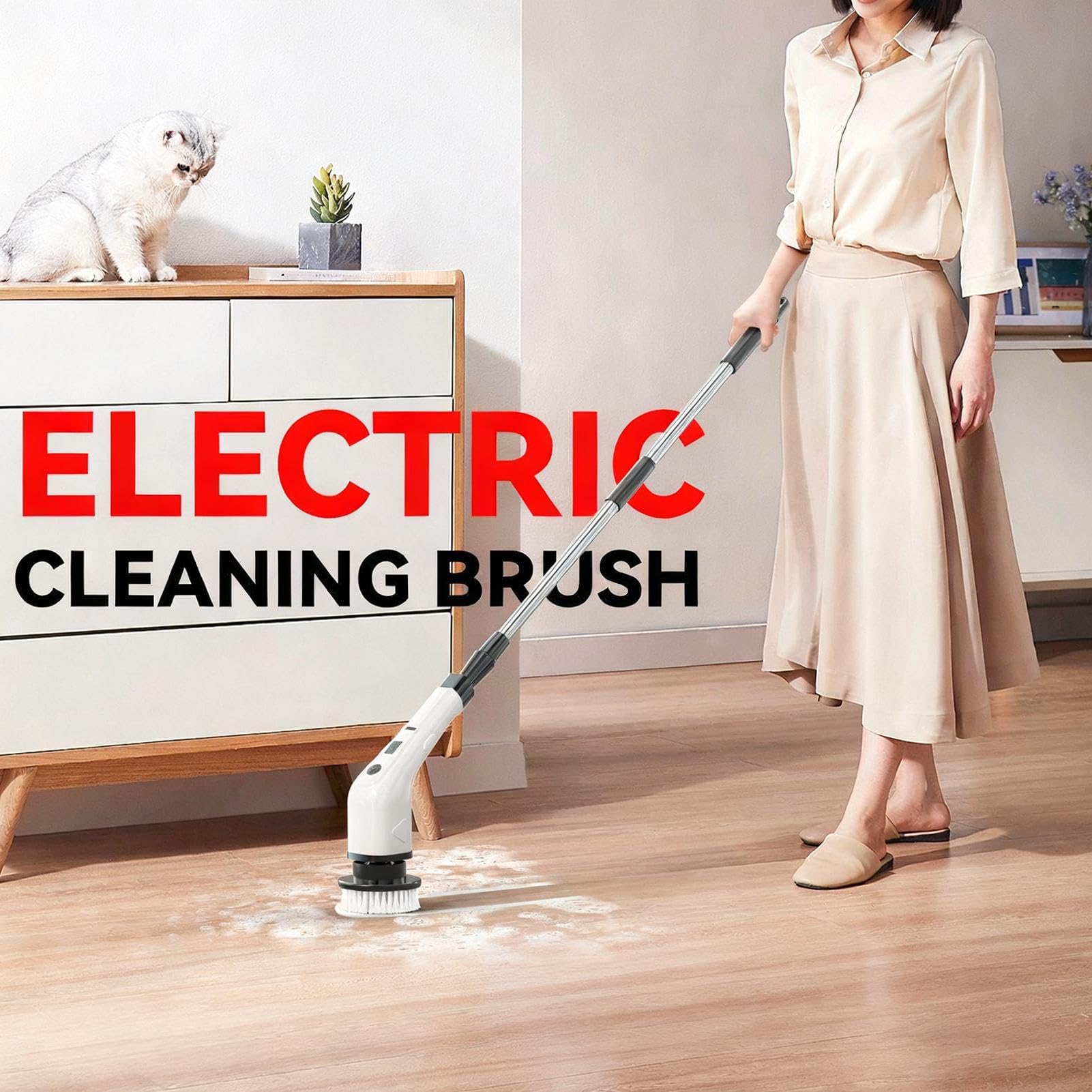 Cepillo De Baño Sin Cable Herramienta Giratoria Impermeable | Fregadora Giratoria Sin Cable para Azulejos Ducha Bañeras Lavabos Juntas de Lechada Puertas de Cocina Muebles de