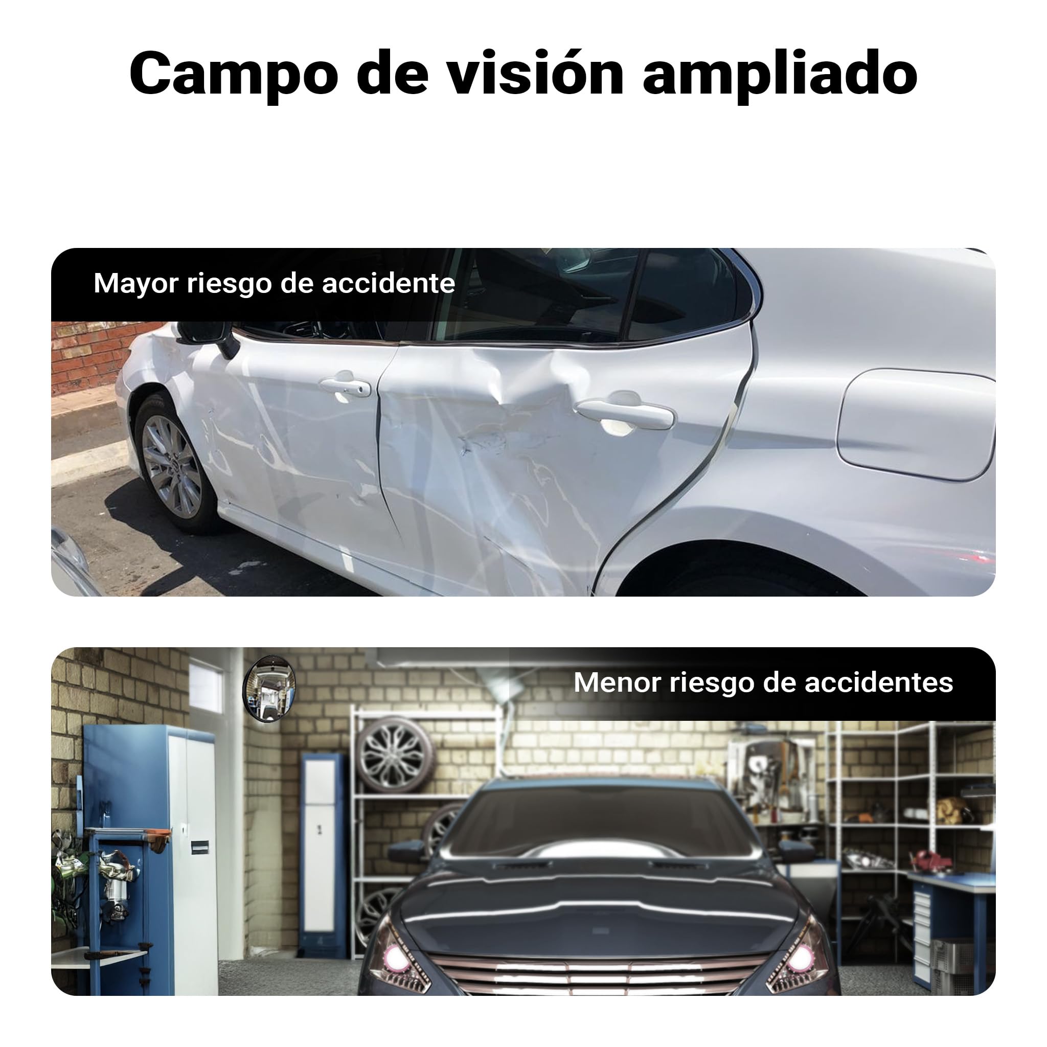 Wiltec Espejo de seguridad convexo 80 cm color negro, espejo de tráfico redondo con campo de visión de 160°, diseño convexo para interiores