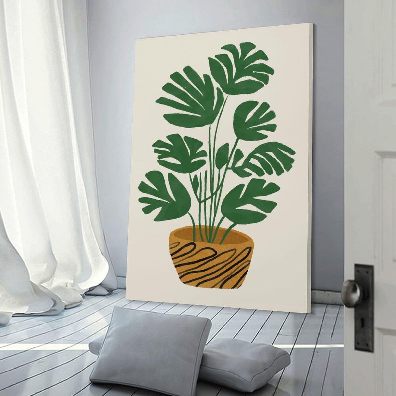 Junmoney Mini Monstera Room Decor Wall Art 24x36inch(60x90cm), for Wall Displays, Bedrooms Or Room Updates, Ideal for Building A Coordinated Art Wall