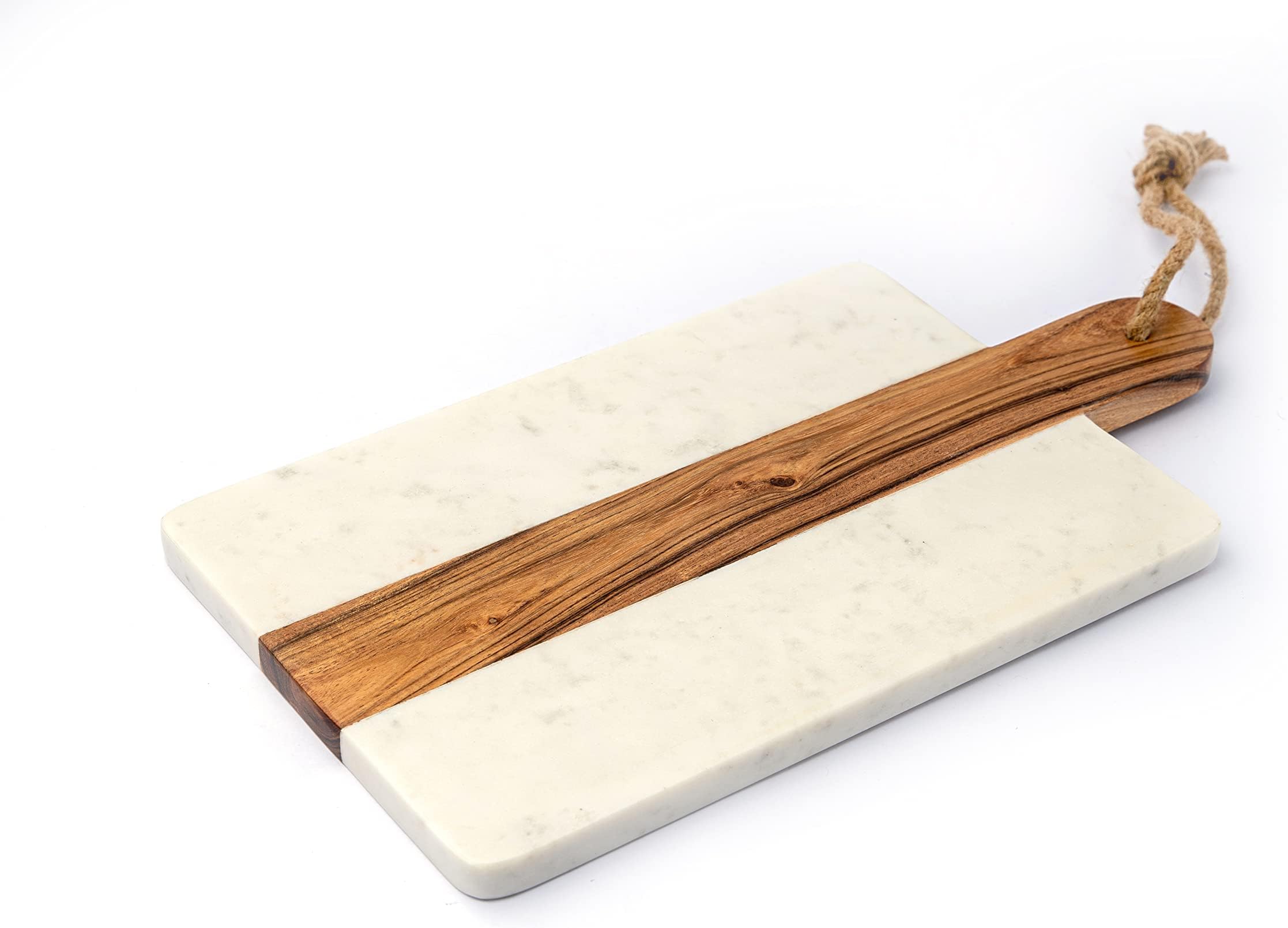 Lexi Home Genuine Marble Charcuterie Board, Kitchen, Serving Tray for Cheese, Pastry, Bread, Fruit, Meat, Candy, Decorative Platter, Rectangular Display, Non-Slip (Black Marble/Wood)