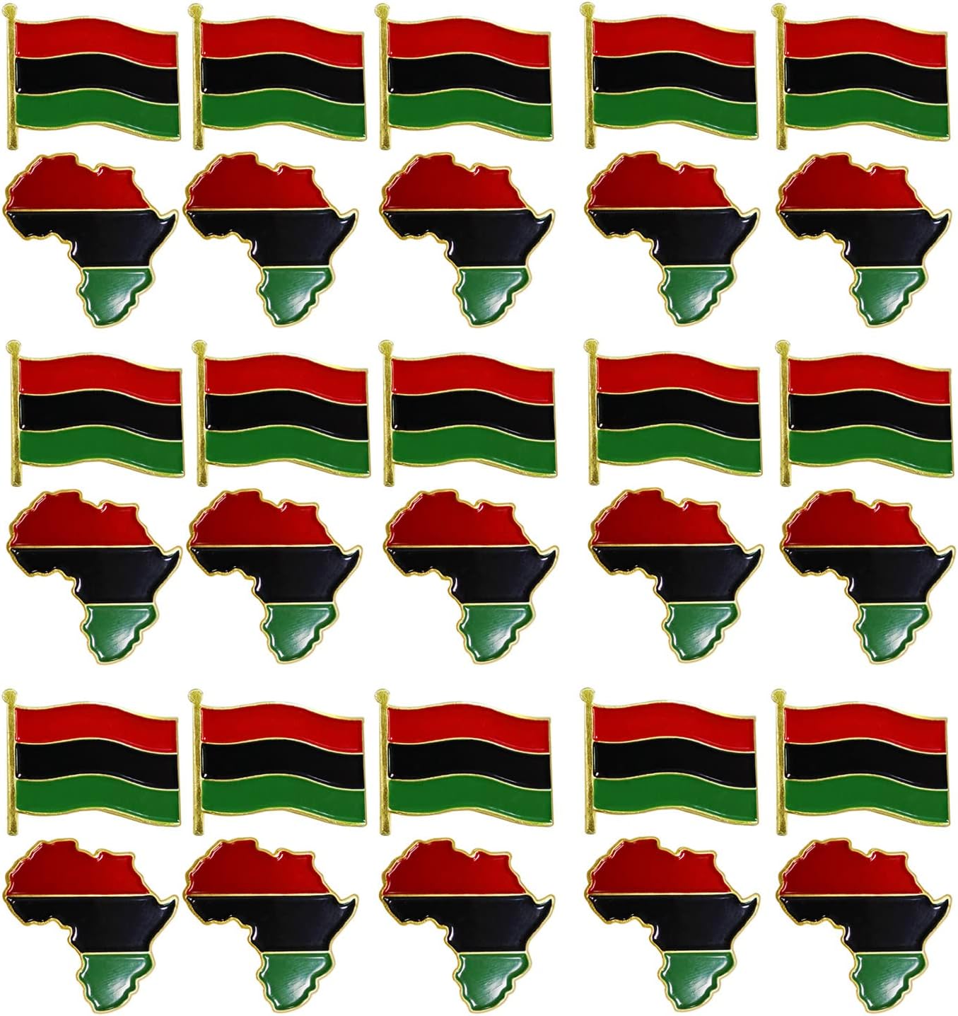 6/12/50/100Pack juneteenth Pan-African American Lapel Pins Metal UNIA Black Liberation Souvenir Series Gifts