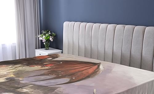 Miniatura 2 de Lunarable Sábana bajera ajustable de dragón, fantasía medieval y caballeros oscuros, imagen del castillo de la fortaleza, ropa de cama de tela