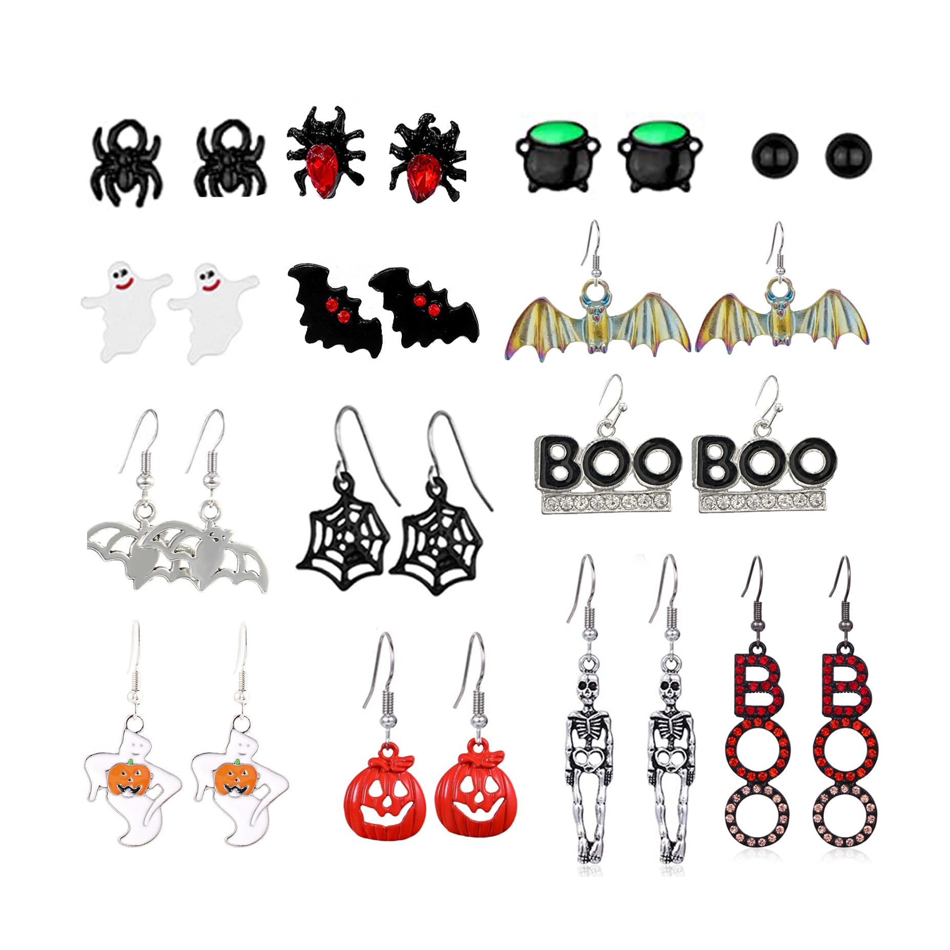 Nouveau Set Bijoux Halloween "Chauves-souris" - Boucles D'oreilles & Collier Boîté