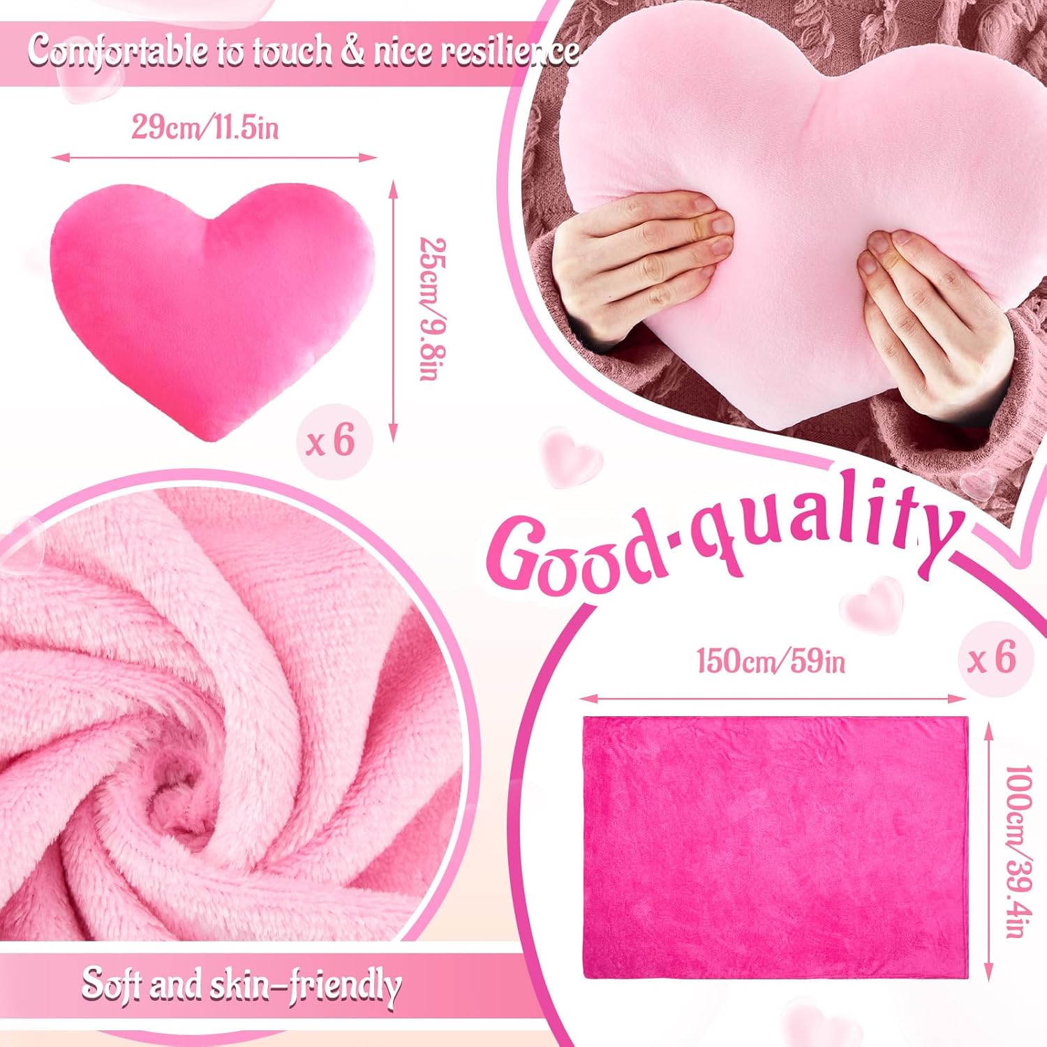 36 Pcs Sleepover Party Supplies for Girl Spa Slumber Birthday Favors Throw Blanket Pillow Eye Mask Headband Scrunchies (Solid Color,30 Hot Pink,6 Pink) - Image 3