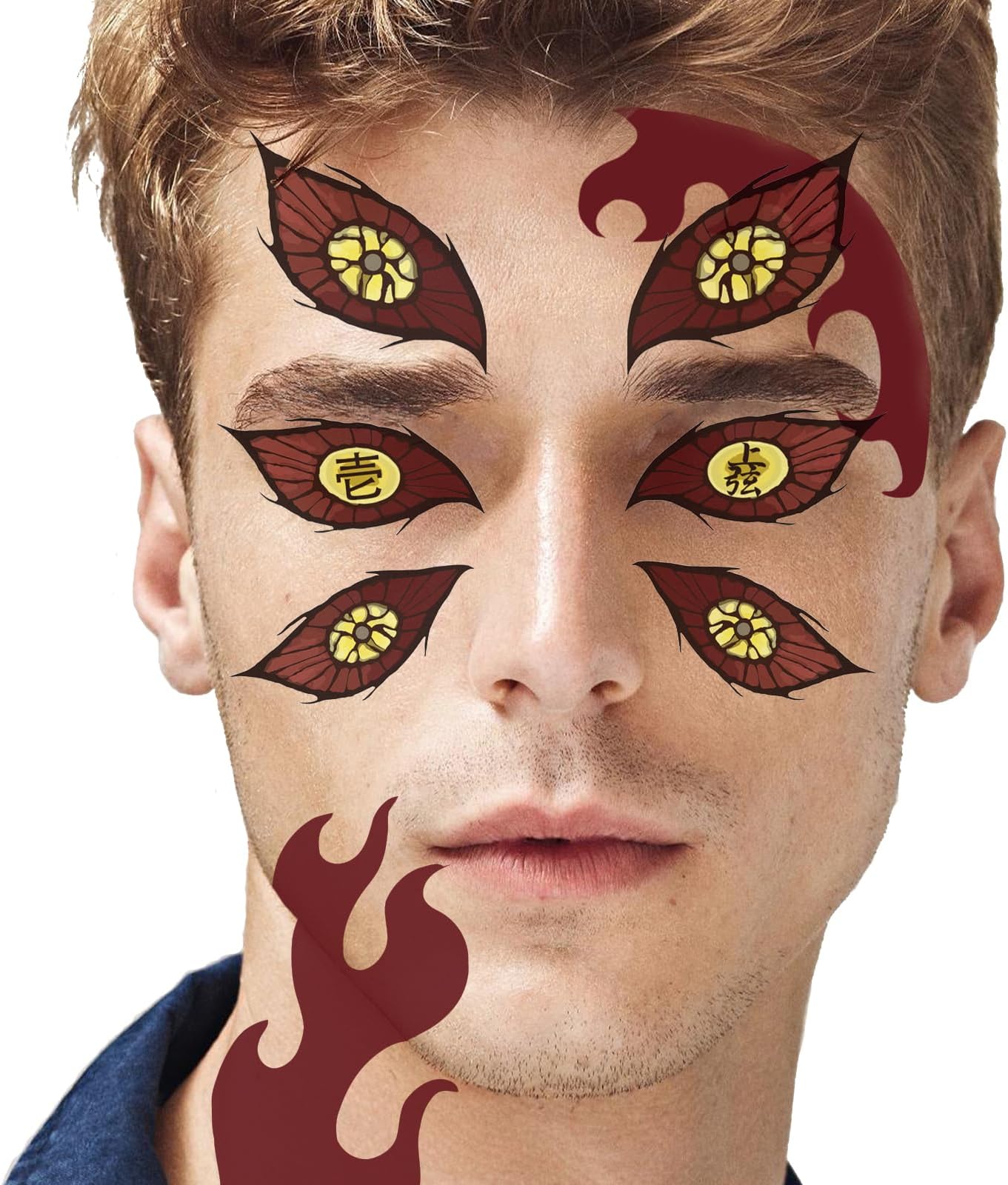 VZQI Demon Temporary Tattoos Nezuk Cosplay Kanroji Kokushibo Tanjir Cosplay Temporary Tattoos Toys Halloween Party