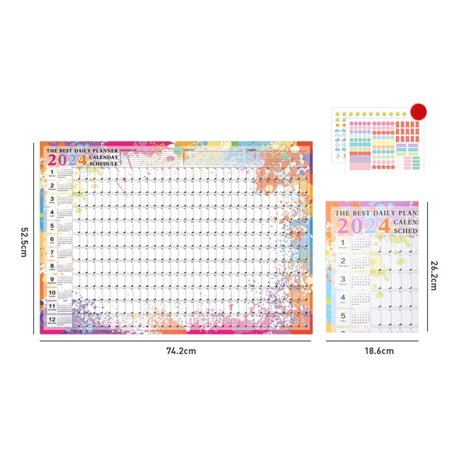 Set di 10 calendari da appendere alla parete 2024, calendario annuale per compiti in aula e la casa, stile B