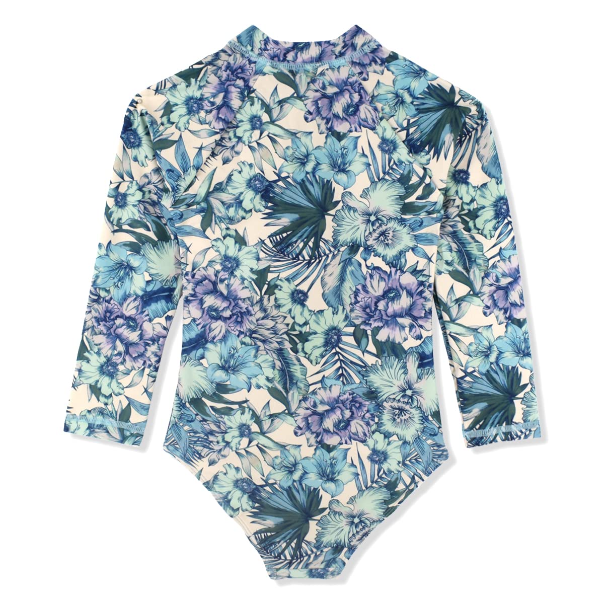 BAYIMEE Big Girls Swimsuits One Pieces Long Sleeve Swimwear Zipper Rashguard Bathing Suits UPF 50+ Blue 7T